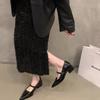 Spring New Coarse Heel Shoes Women's Fashion Pointed Shallow Mouth with Waterproof Non-slip Low-top Shoes