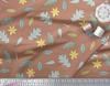 Soimoi Gray Japan Crepe Satin Fabric Leaf Floral Decor Fabric Printed Metre 42 Inch