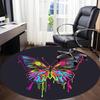 1PC Butterfly Neon Office Round Area Rug, Mat Suitable For Office, Under Office Chairs Bedroom Living Room Home Decor, Room Deco