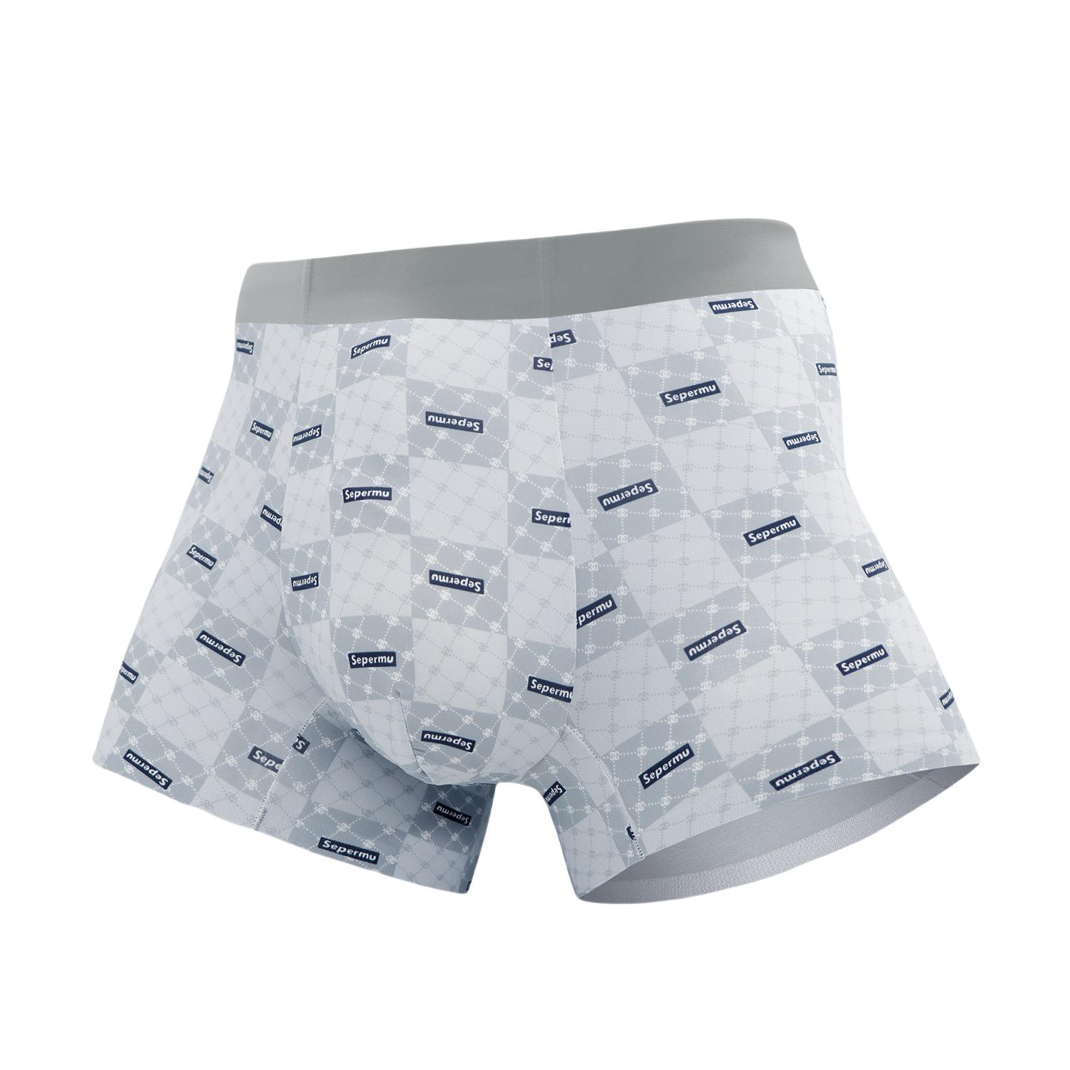 

Men s 2025 Ice Silk Seamless Boxer Briefs - Breathable, Thin, Printed Style in Stock XXL (140-160 jin)