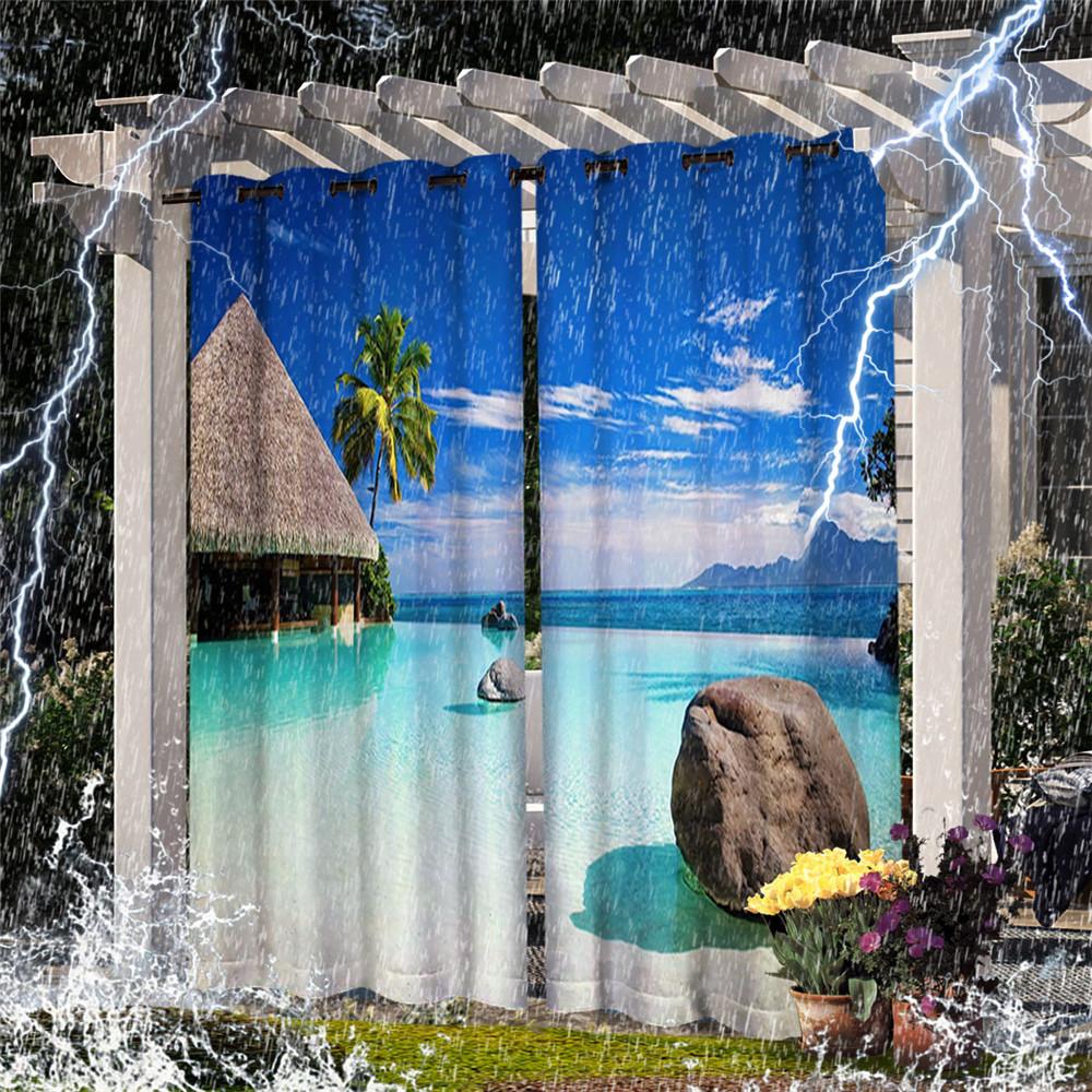 Perdea impermeabilă de exterior cu imprimare digitală peisaj Draperie Ușă glisantă Foyer Pergola Verandă Dimensiuni Perdele fabricate din poliester