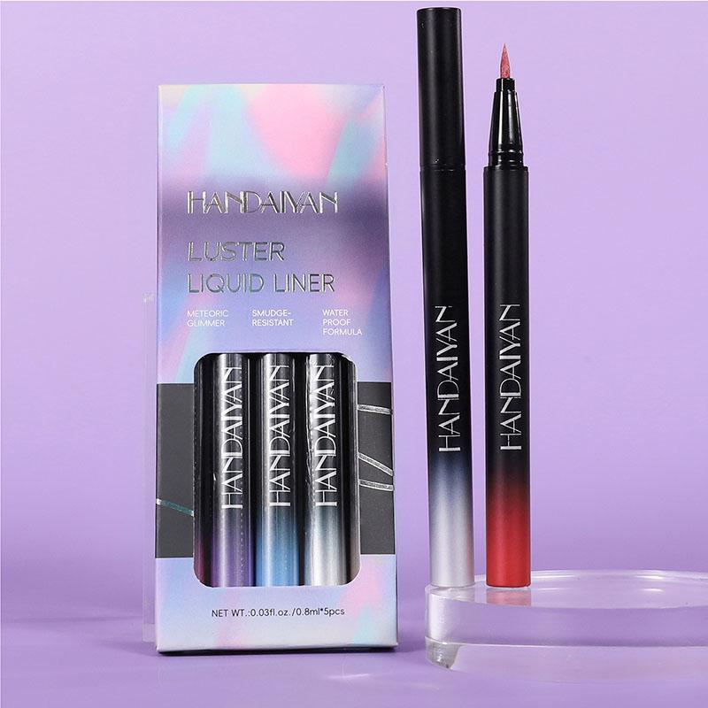 Farbiges flüssiges Eyeliner-Set, perlheller Lidschattenstift, wasserfest, schweißresistentes Augen-Makeup