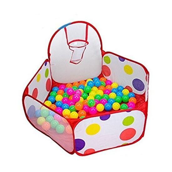 HappyHome Faltbare Bällebad mit Netzkorb, Bällehaus, Indoor-Spielgerät, Spielhaus, Aufbewahrungstasche und Tuch im Lieferumfang enthalten (120 cm)