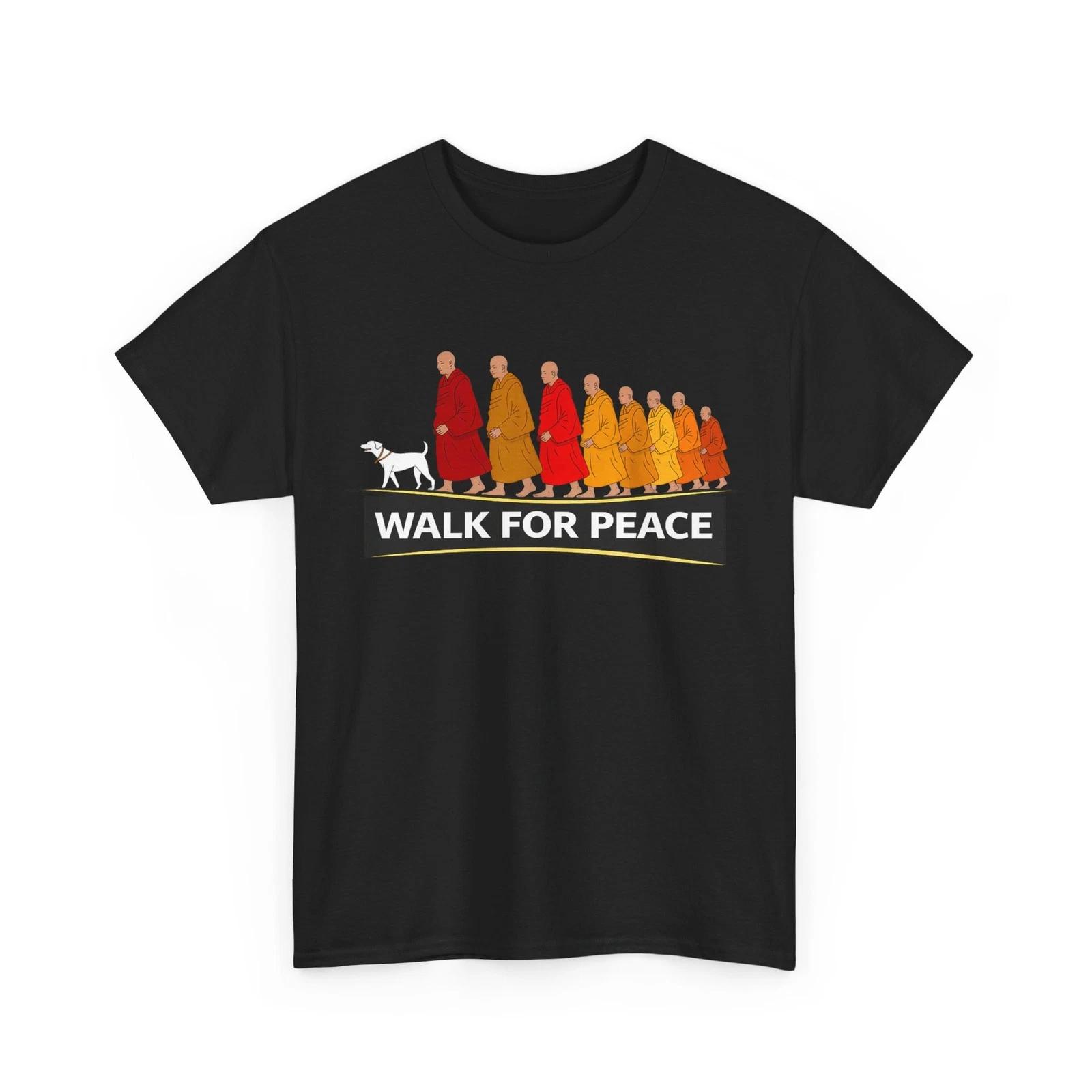 Retro Walk for Peace Monks with Aloka Dog T-Shirt 2XL