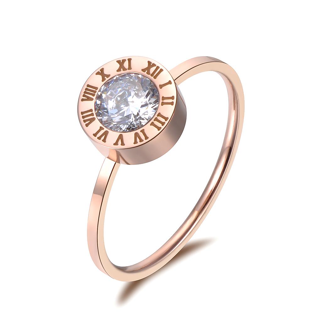 JeeMango Stainless Steel Geometric Zircon Ring For Women Trendy Party Jewelry Minimalist Accessories R26018