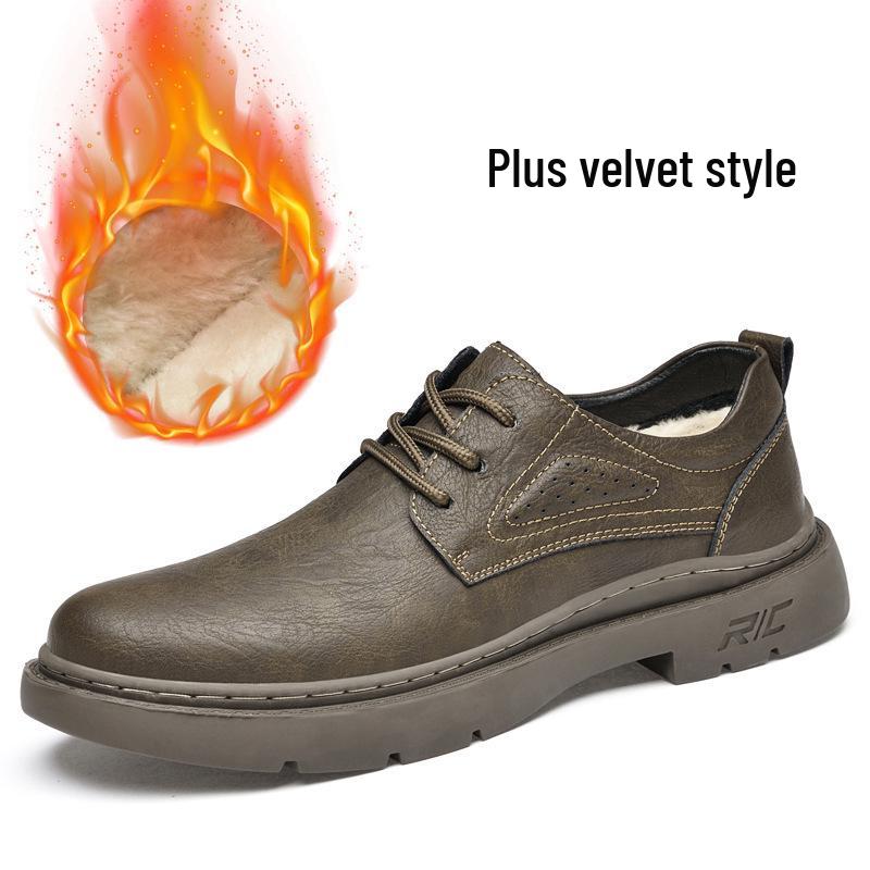Herren-Arbeitsstiefel mit runder Spitze aus Leder - Outdoor-Halbschuhe zum Wandern & Freizeit für Frühling & Herbst