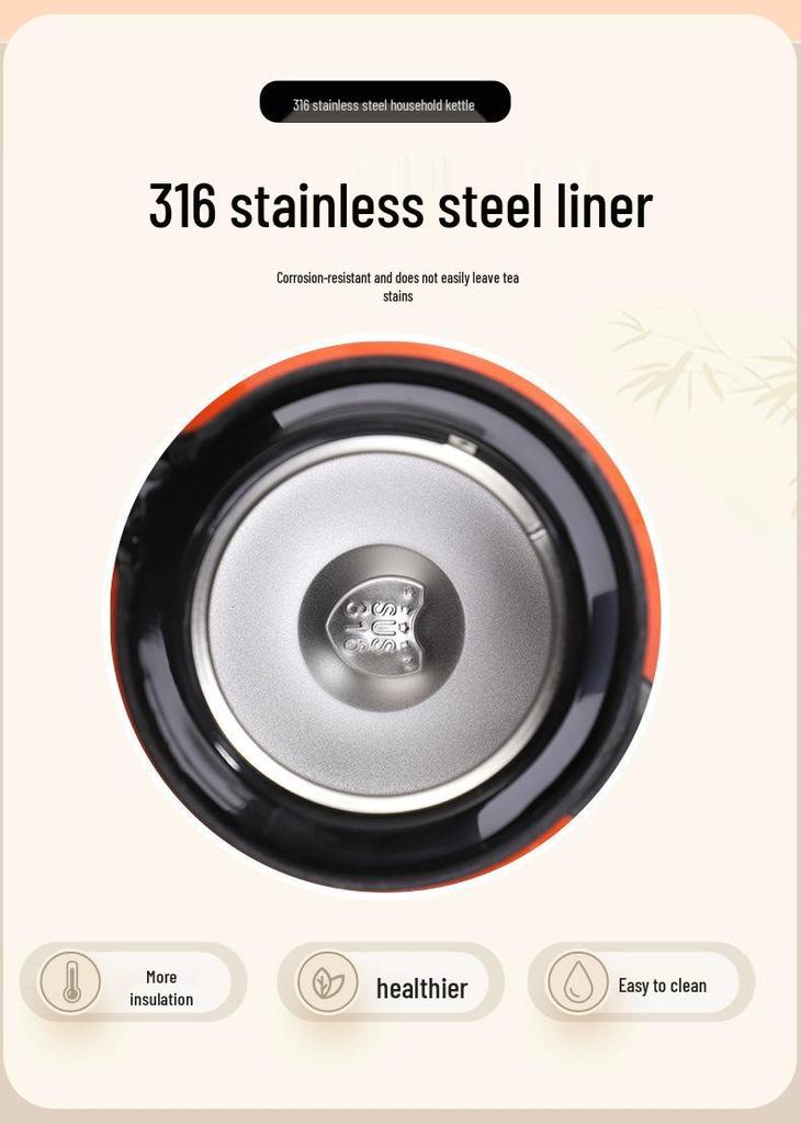 316 Stainless Steel Thermal Tea Pot with Handle - Large Capacity, Portable, Insulated for Home or Office Use