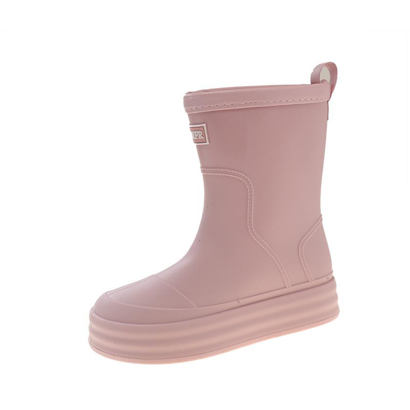 Medium Rain Boots Women's Non-slip Short Rubber Shoes Fleece Warm Water Shoes Kitchen Work Shoes Women's Lightweight Platform Rain Shoes