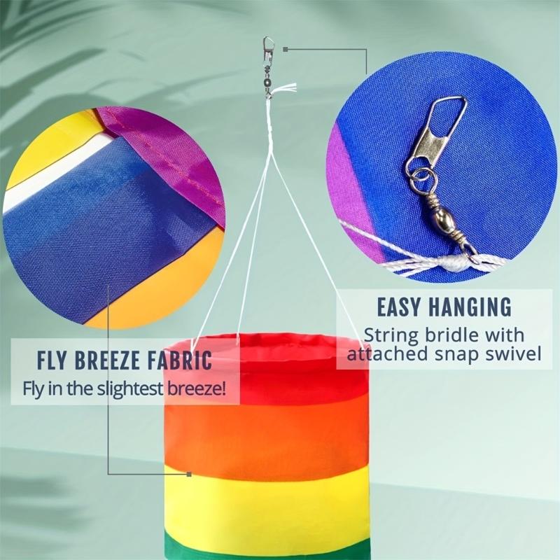Rainbow Column Windsock Flag Fly Outdoor Hangings Colorful Garden Decorative Flag with Rainbow
