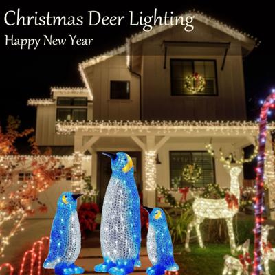 Light Penguin Christmas Decoration,Penguin Led Christmas Outdoor Decorations With Light Xmas Yard Art Christmas Atmosphere 2024