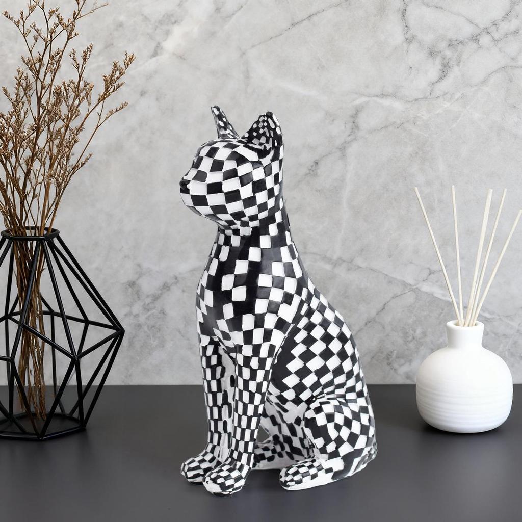 Modern Minimalist Mosaic Cat Figurine for Home or Office Decor