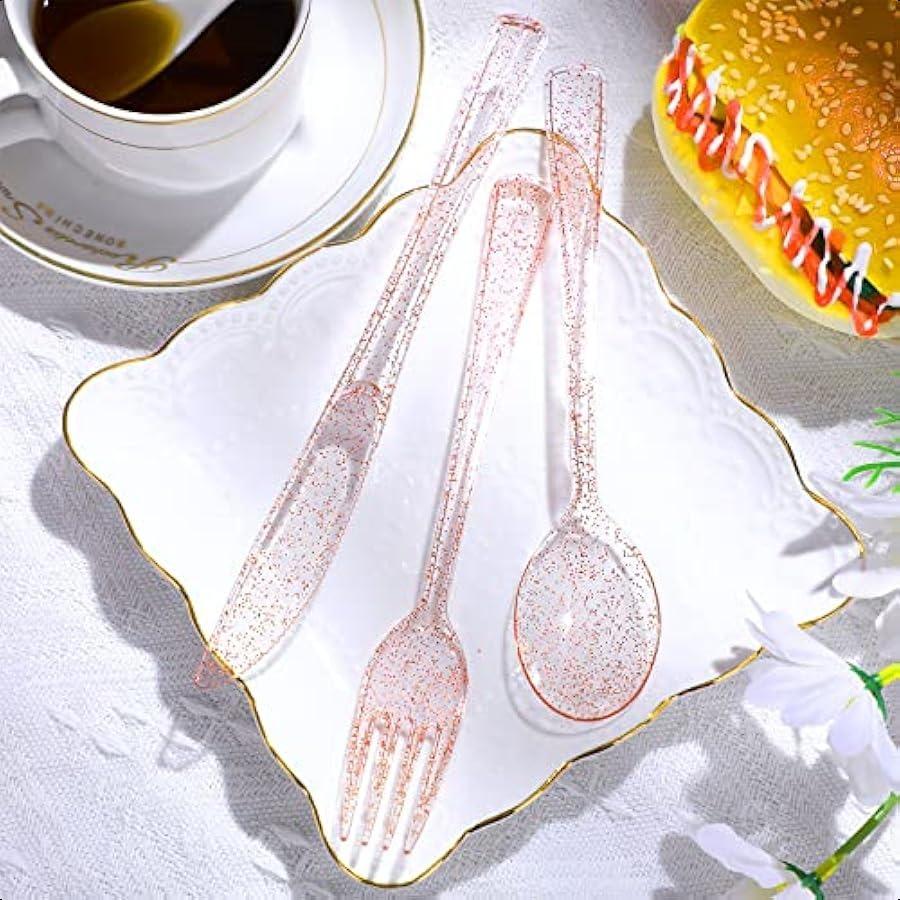 

Набор розовых пластиковых столовых приборов из 150 штук Одноразовые столовые приборы Рождественские столовые приборы Включает 50 вилок 50 ложек 50 ножей Блестящий Пла United States