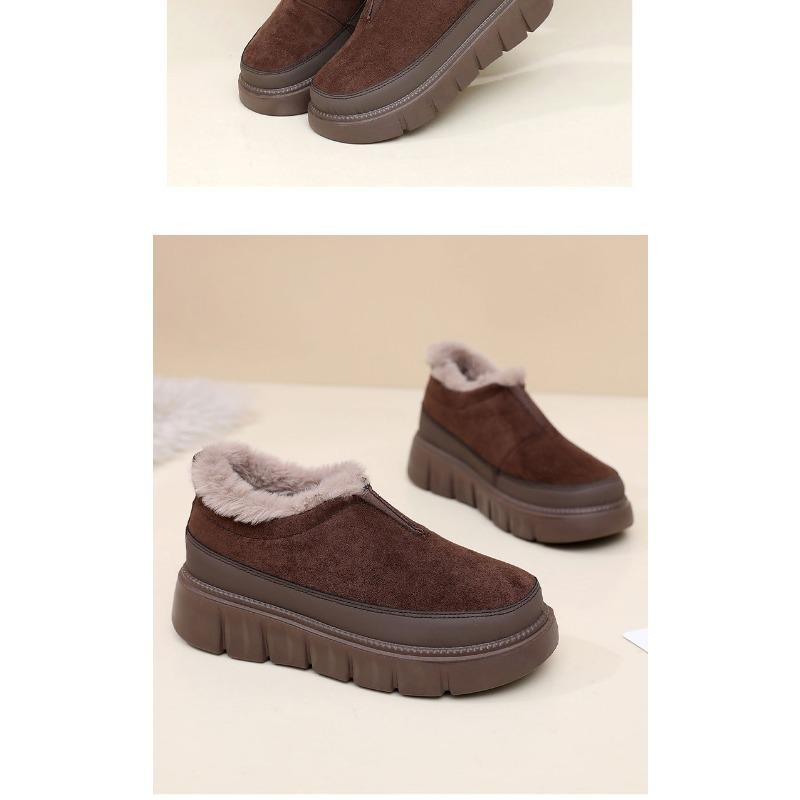 Women's Suede Winter Snow Boots Slip-On, Faux Fur Lined Warm Ankle Booties, Water-Resistant Casual Comfort Shoes Non-Slip Sole