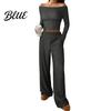 Flattering Figure Women Suit Women's 2 Piece Outfits Fall Casual Boat Neck Long Comfortable