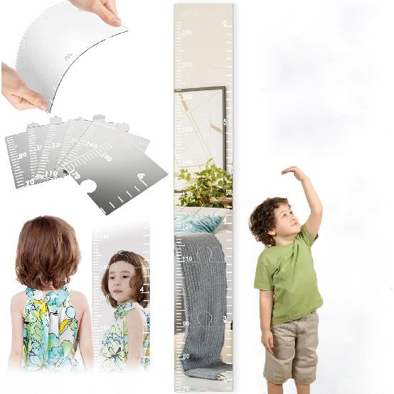 Growth Chart Mirror, Growth Chart Mirror for Wall, Mirror Height Chart for Kids,Growth Chart Mirror for Kids - Height Ruler with Stickers - Nursery