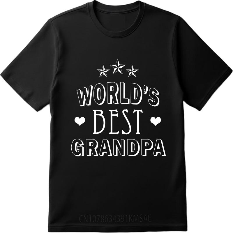 New Arrived Women Oneck Tshirt Cotton Worlds Best Grandpa With Stars And Hearts Retro For Unisex Teeshirt Male Summer Teeshirt