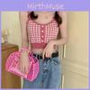 French Girl Summer Crop Top With Colorblock Pattern And Corset Style For Casual Wear