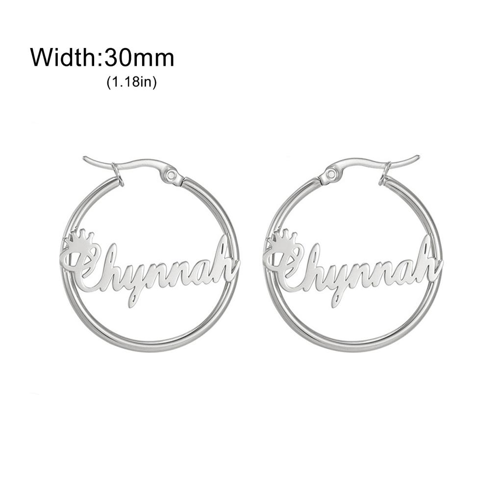 Lemegeton Customized Name Earrings 30 40 50mm Hiphop Hoop Earring Women Stainless Steel Jewelry Trend Personalized Birthday Gift