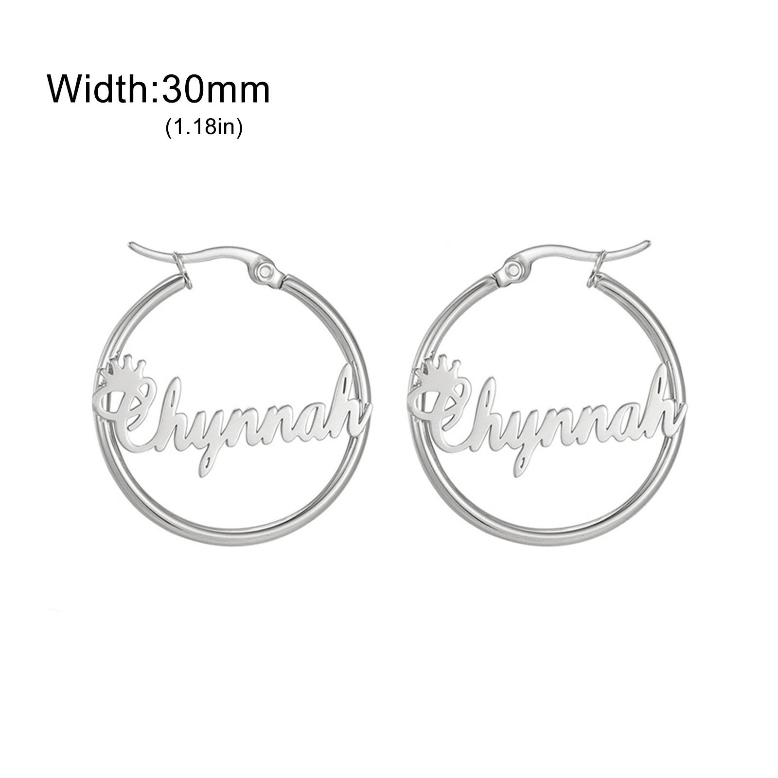 

Lemegeton Customized Name Earrings 30 40 50mm Hiphop Hoop Earring Women Stainless Steel Jewelry Trend Personalized Birthday Gift