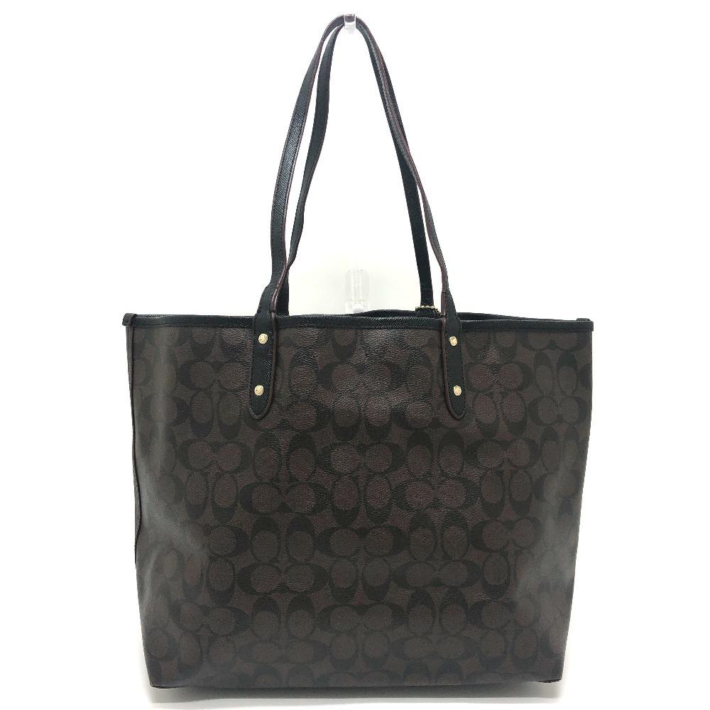 COACH Signature Bag Hand Bag Shoulder Tote Bag PVC Brown