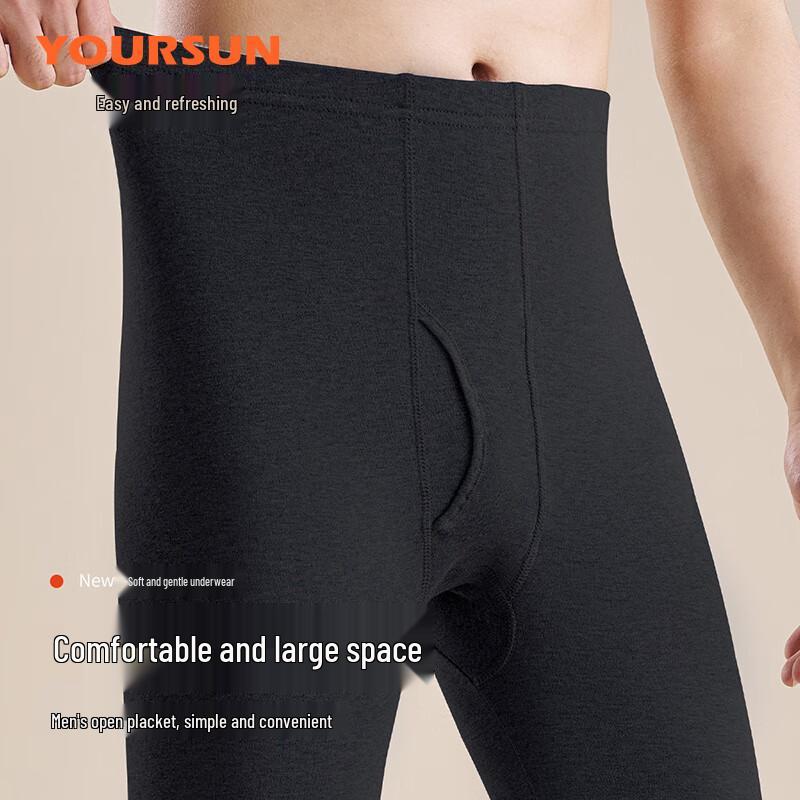 Men's Pure Cotton Thermal Long Johns with Wool & Silk Knee Patches
