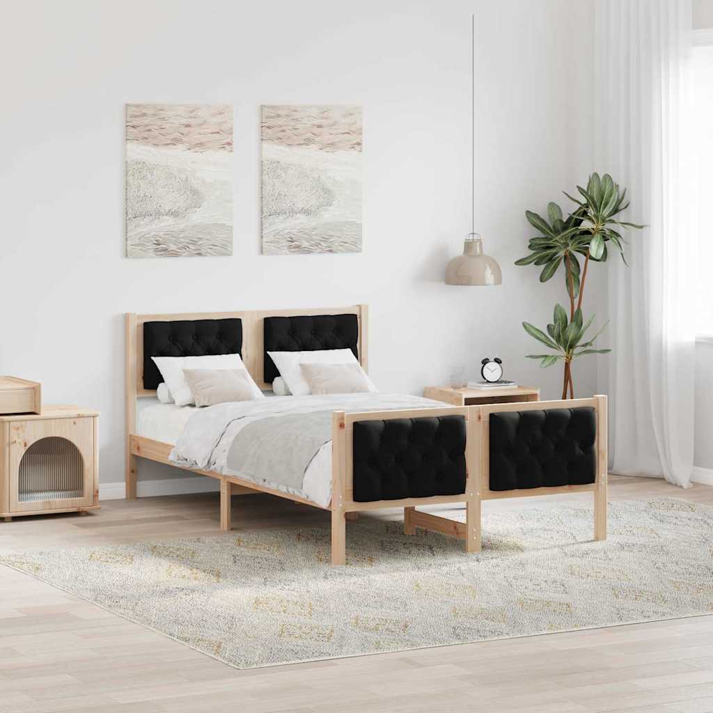 Bed Frame Black 120 x 190 cm Solid Pine Wood