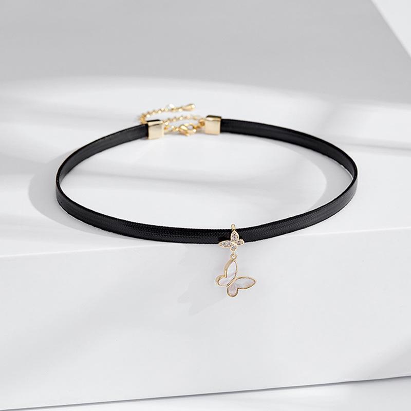 New butterfly swirling neck chain short simple niche necklace temperament Internet celebrity choker neck jewelry neck strap
