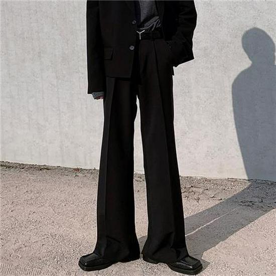 

Men s Trendy Wide-Leg Spring Trousers: Loose Drape Straight Design, High-End Versatile Mopping Style. M