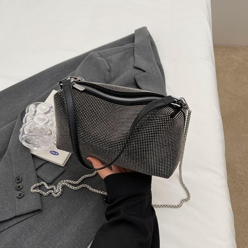 Stylish French Cross-border Trendy Shoulder Bag With Diamonds For Women