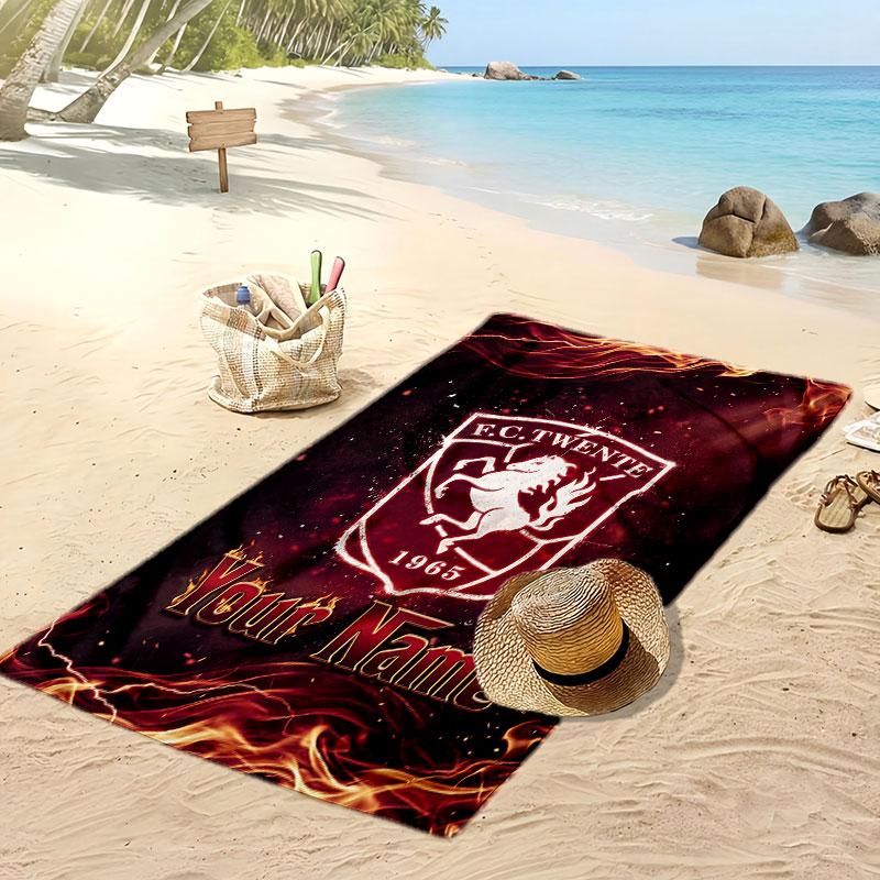 FC Twente Personalisiertes Bedrucktes Strandtuch Fußballlogo Unterstützung Benutzerdefinierter Name Text Absorbierendes Handtuch Für Sport Reisen Besonderes Geschenk