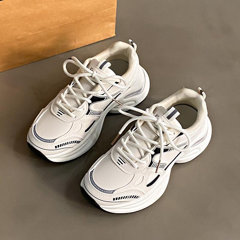 Customized platform sports shoes women's 2025 new spring Korean version dad shoes casual versatile breathable running white shoes