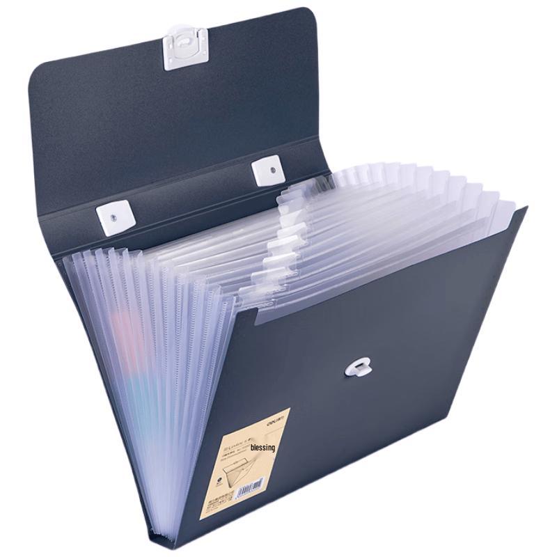 Deli A4 13-Pocket Portable Accordion File Folder