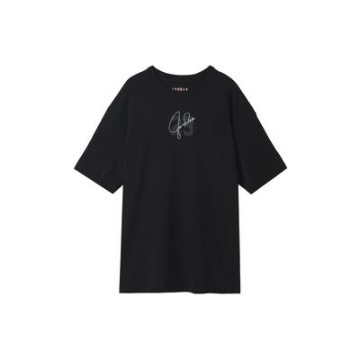 Essentials Solid Logo Print Crew Neck Loose Short Sleeve T-Shirt Women Tops Black DM3245-010