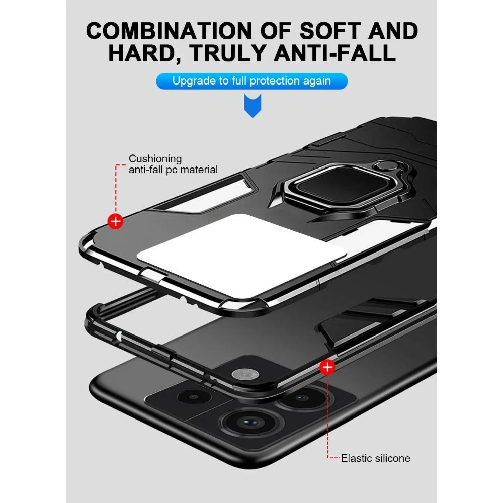 Magnetic Case for Xiaomi Redmi Note 13 Pro Plus 5G 12 Pro+ 12S Cover with Ring Stand Bracket Shell Business Full Protection Cover