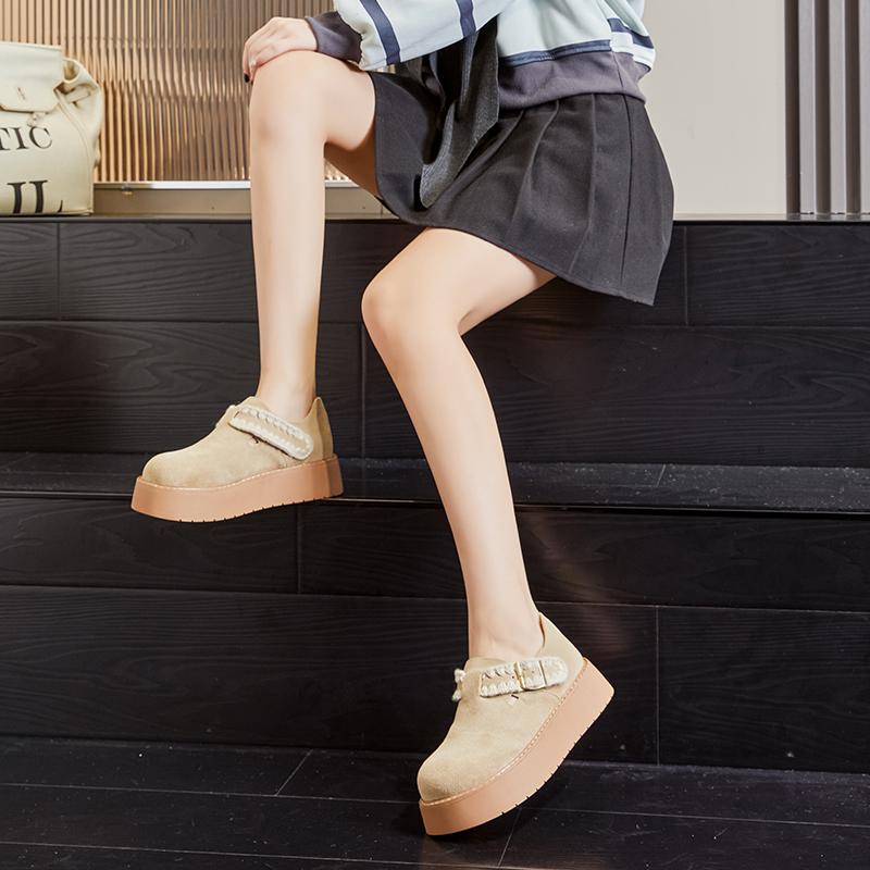 Fashion AIYUQI Women Spring Shoes Genuine Leather 2025 Spring New Platform Women's Loafers Suede Flat Retro Casual Shoes Women