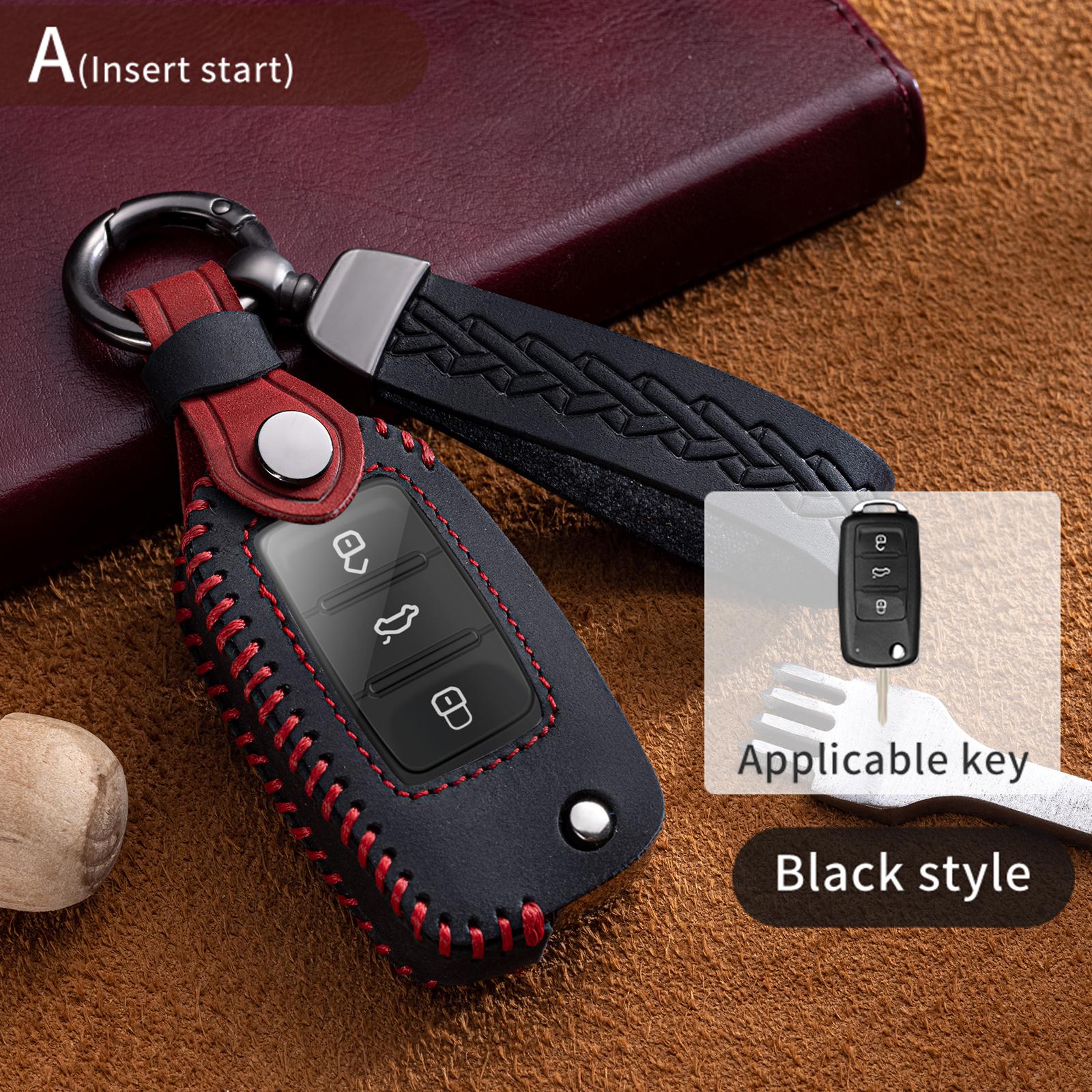 

For Vw Volkswagen Mk4 Bora Golf 4 5 6 Jetta Passat Polo Bora Touran Skoda Seat 3 Buttons Leather Car Key Case Cover Shell Fob