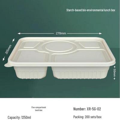 Disposable Corn Starch Five-Compartment Lunch Box