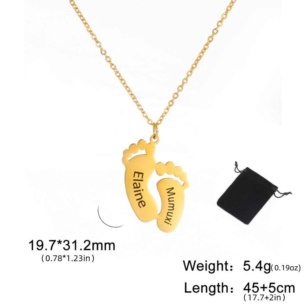 Customized Carving Name Date Foot Necklace Stainless Steel Personalized Necklace Couple Friendship Footprints Family Gift