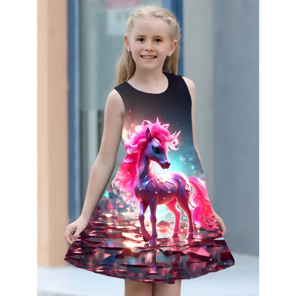 Girls Dress 3D Printed Butterfly Cute Animal Sleeveless Dress Children s Women s Short Dress 4-5Y