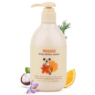 Maate Baby Körperbutter Lotion (300 ml) | Angereichert mit reiner Kakaobutter & Kalmusextrakt | Baby-Körperlotion für Kinder 0-12 Jahre