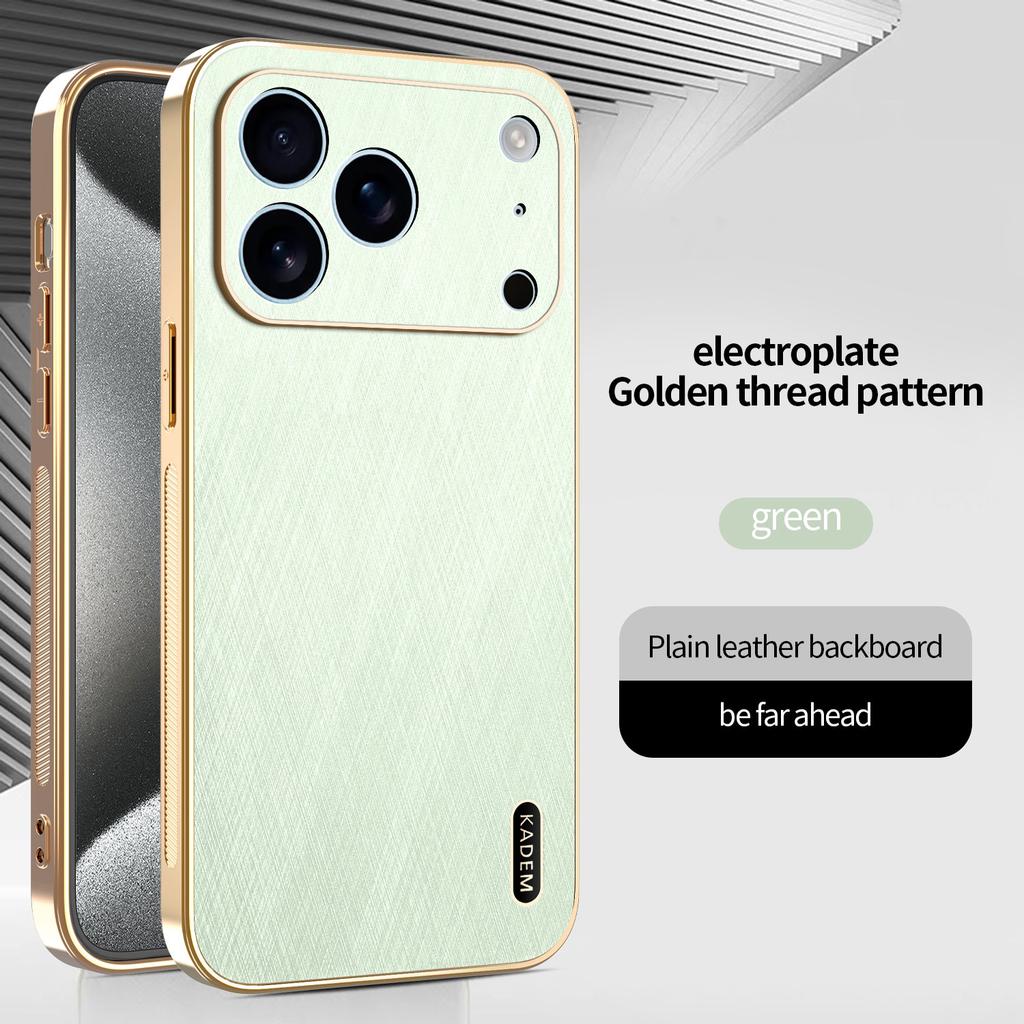 Thin Light Electroplated Golden Thread Pattern Phone Case for IPhone 17 Air 16 Pro 15 14 13 12 11 ProMax Plus Shockproof Cover