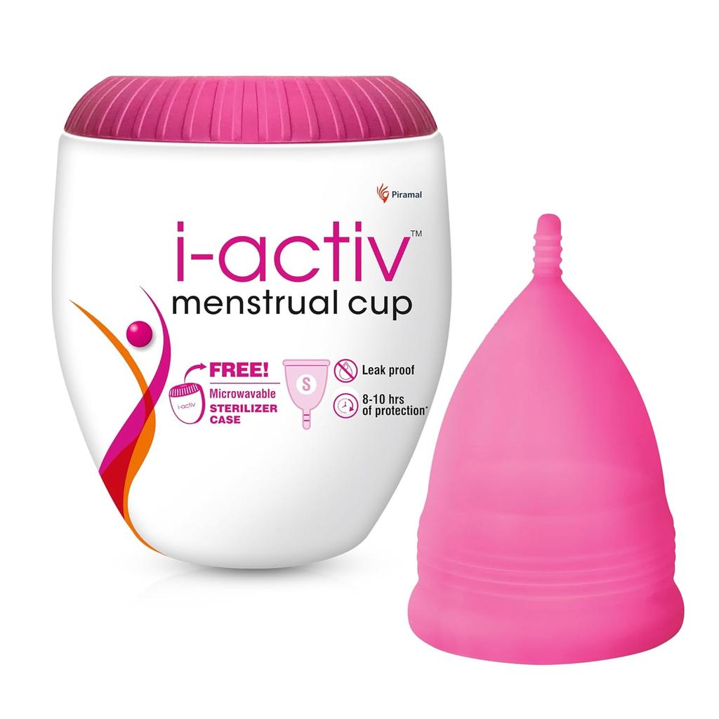 i-Activ Menstrual Cup Small | Ultra Soft Reusable Period Cup With Sterilizer Case | Leak-Free Rash-Free Protection For Women Up To 10 Hours