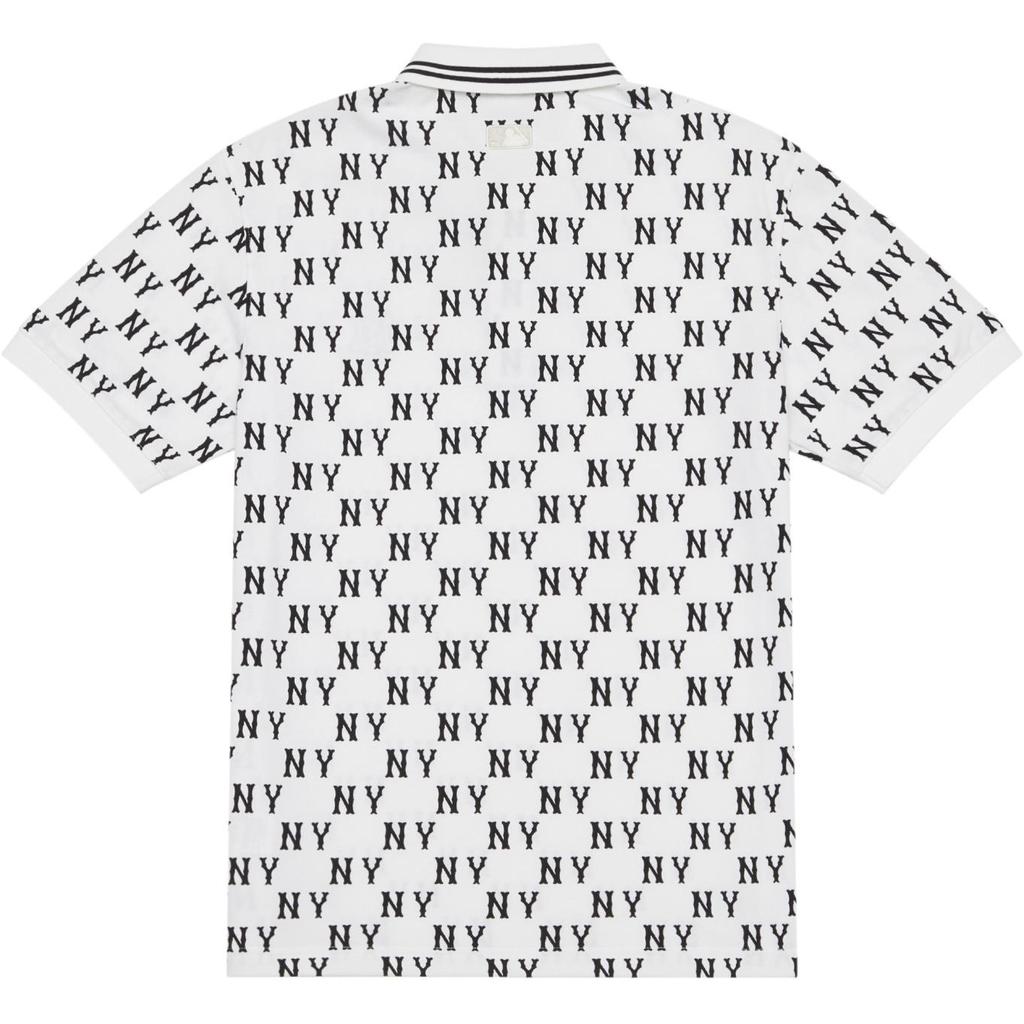 New MLB MONOGRAM Collection New York Yankees SS24 Polo Shirt Unisex Ivory White 3APQM0443-50IVS