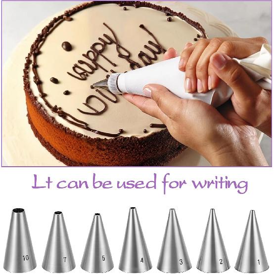 7 PCS Cake Decorating Tips, Round Hole Cake Piping Tips Set, Stainless Steel Vintage Piping Nozzles, Cake Frosting Tools Russian Pastry Icing