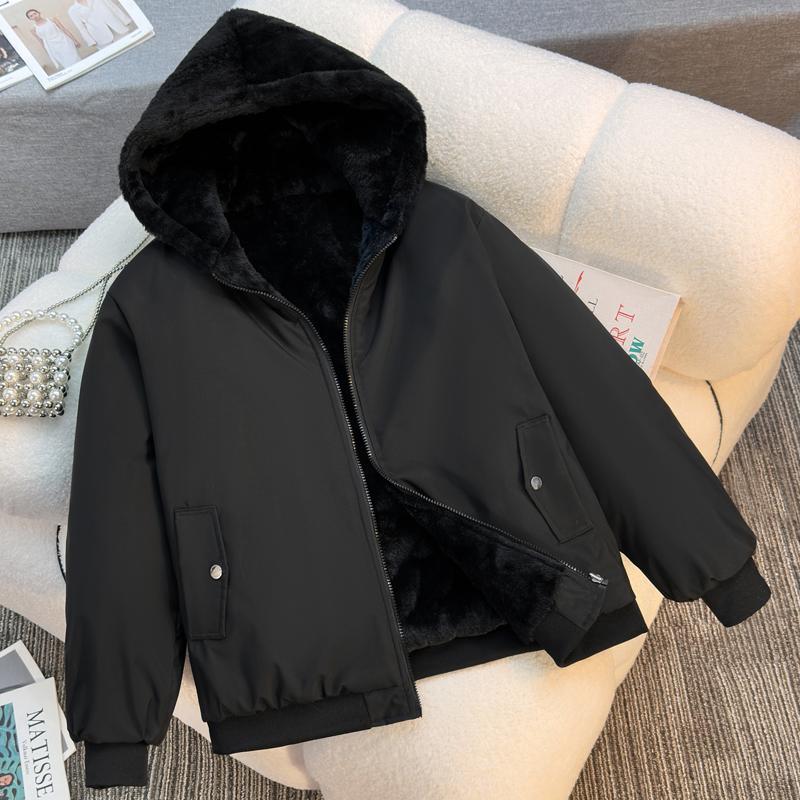 Wear Both Sides Fashion Winter Faux Fur Jackets Woman Parkas Hooded Casual Women's Short Coats