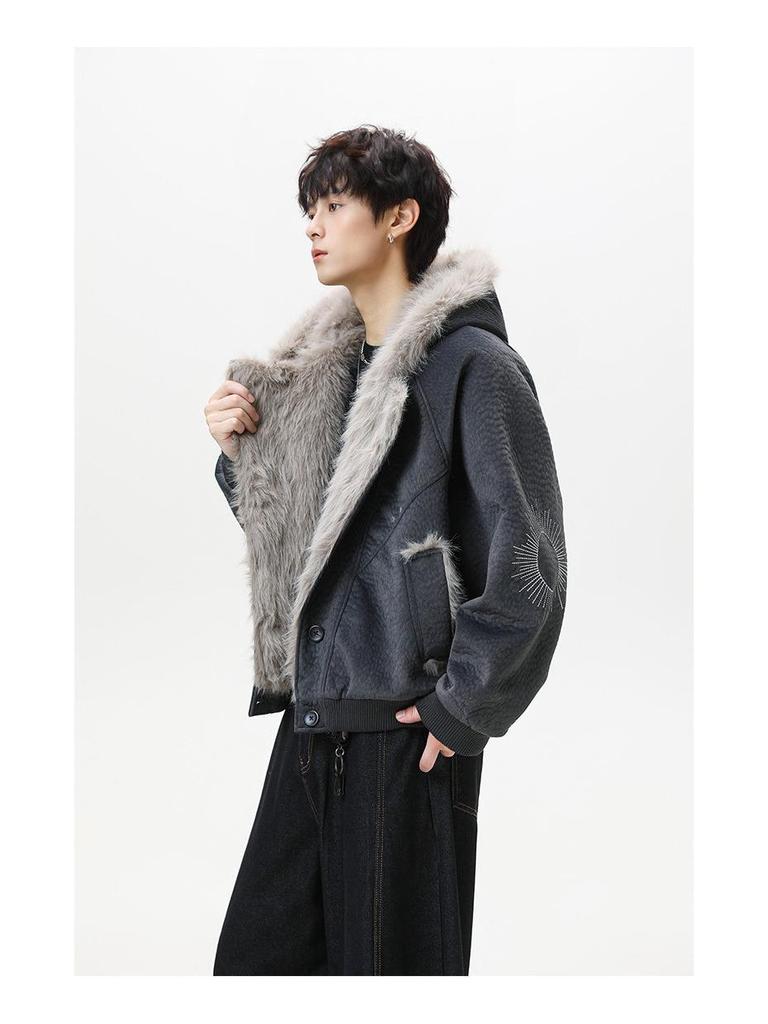 Men's Trendy Mountain Eagle Winter PU Leather Cotton Jacket - Thick, Warm Outerwear for Couples