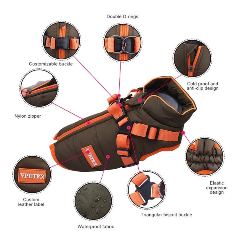 Pet Dog Coat Clothes Windproof Dog Snowsuit Thicken Wind Resist Coat