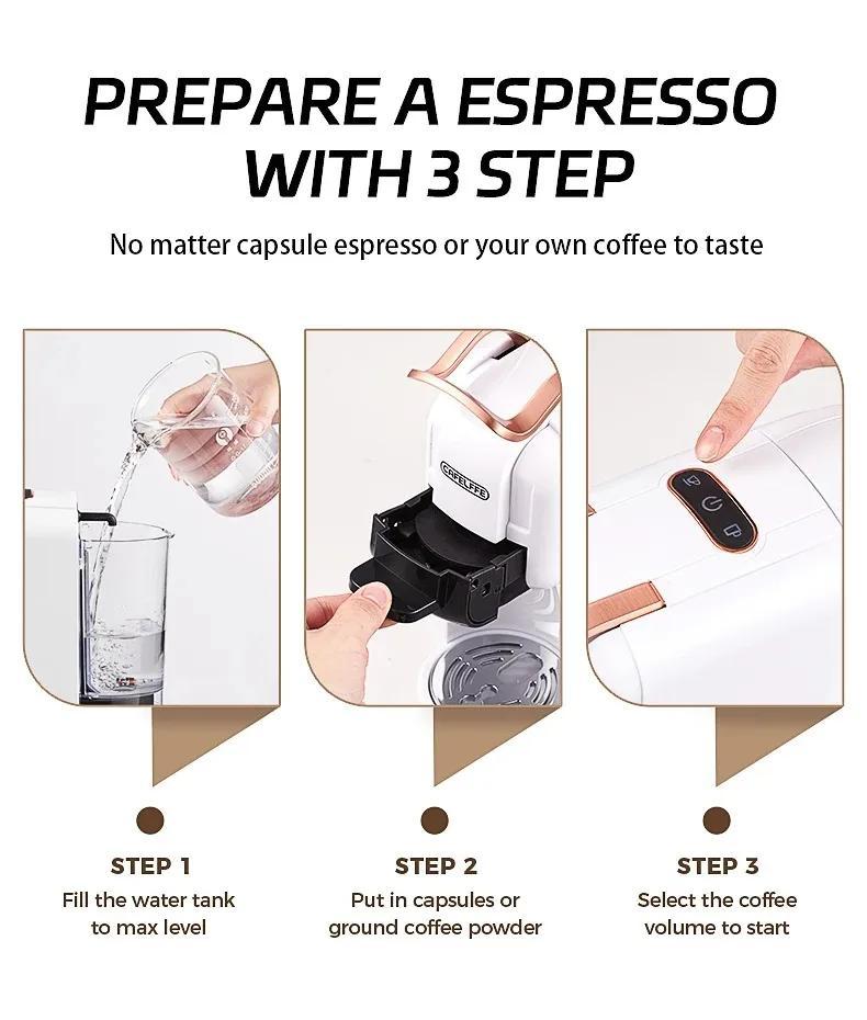 Neue MK-603 Cafelffe Mehrfachkapsel-Kaffeemaschine 4 in 1 Heiß/Kalt DG Cappuccino Nespresso Kapsel ESE Pad Gemahlen Espresso Cafeteria 19 Bar
