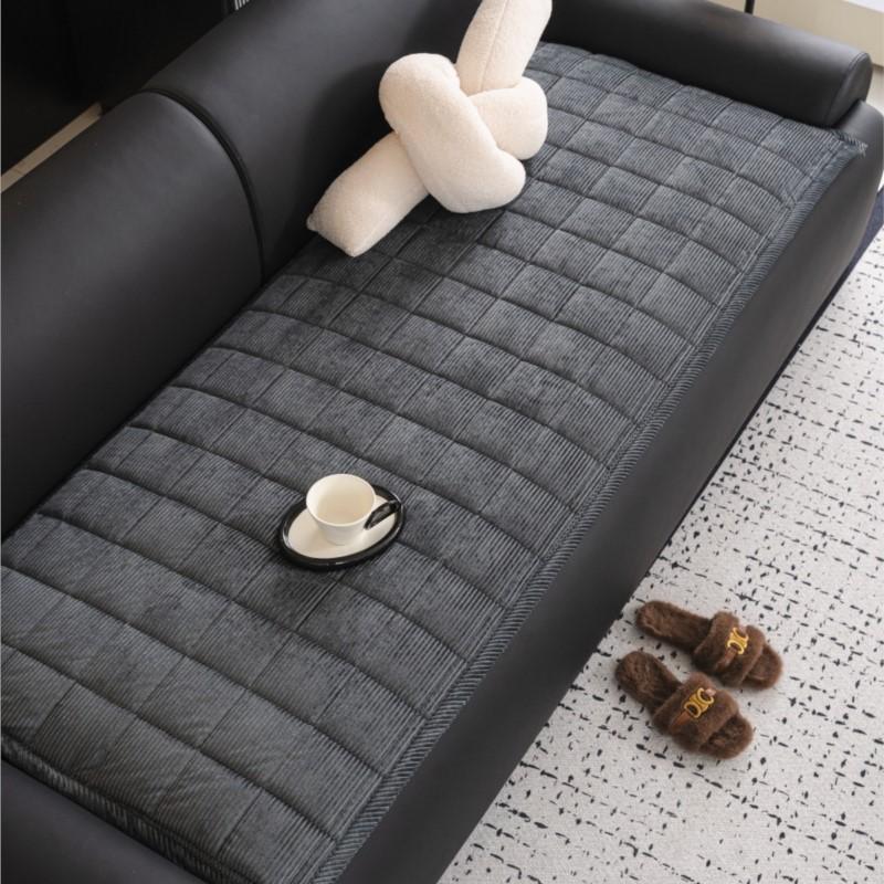 Modern Minimalist Non-Slip Leather & Solid Wood Sofa Pad Deep Gray Office Seat Cushion with Anti-Slip Design Wooden Sofas