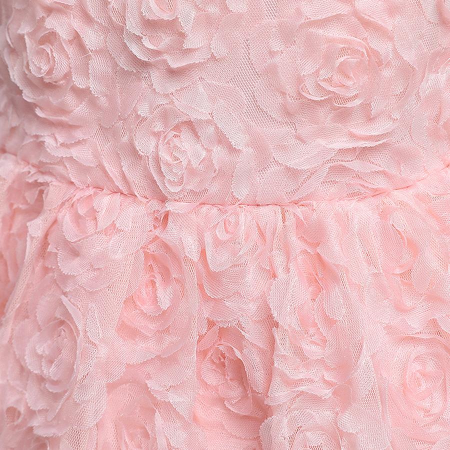 Robe de bal pour fille Robe de princesse Robe à volants avec broderie de roses 3D pour enfants pour cérémonie, anniversaire et demoiselles d'honneur